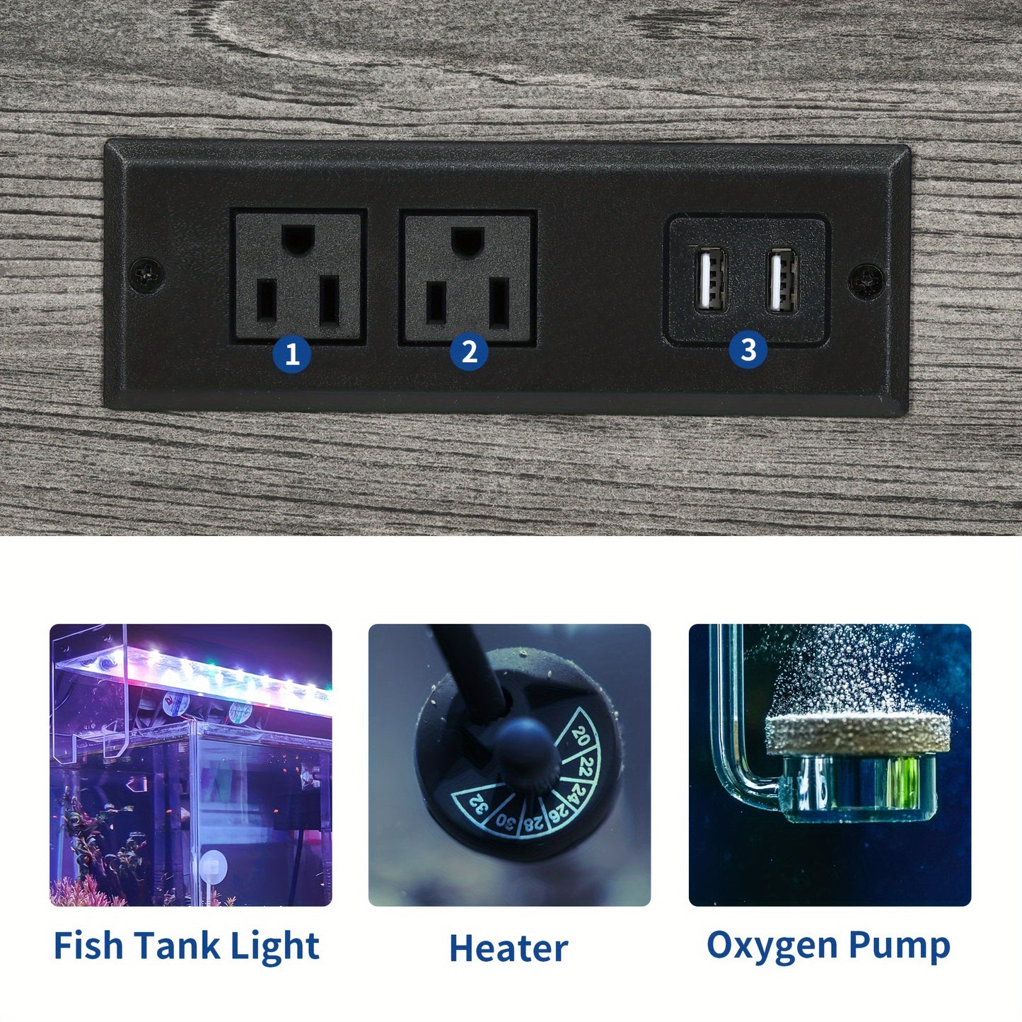 Aquarium Stand with Power Outlets & LED Light and Cabinet for 20- 29 Gallon Fish Tank Stand