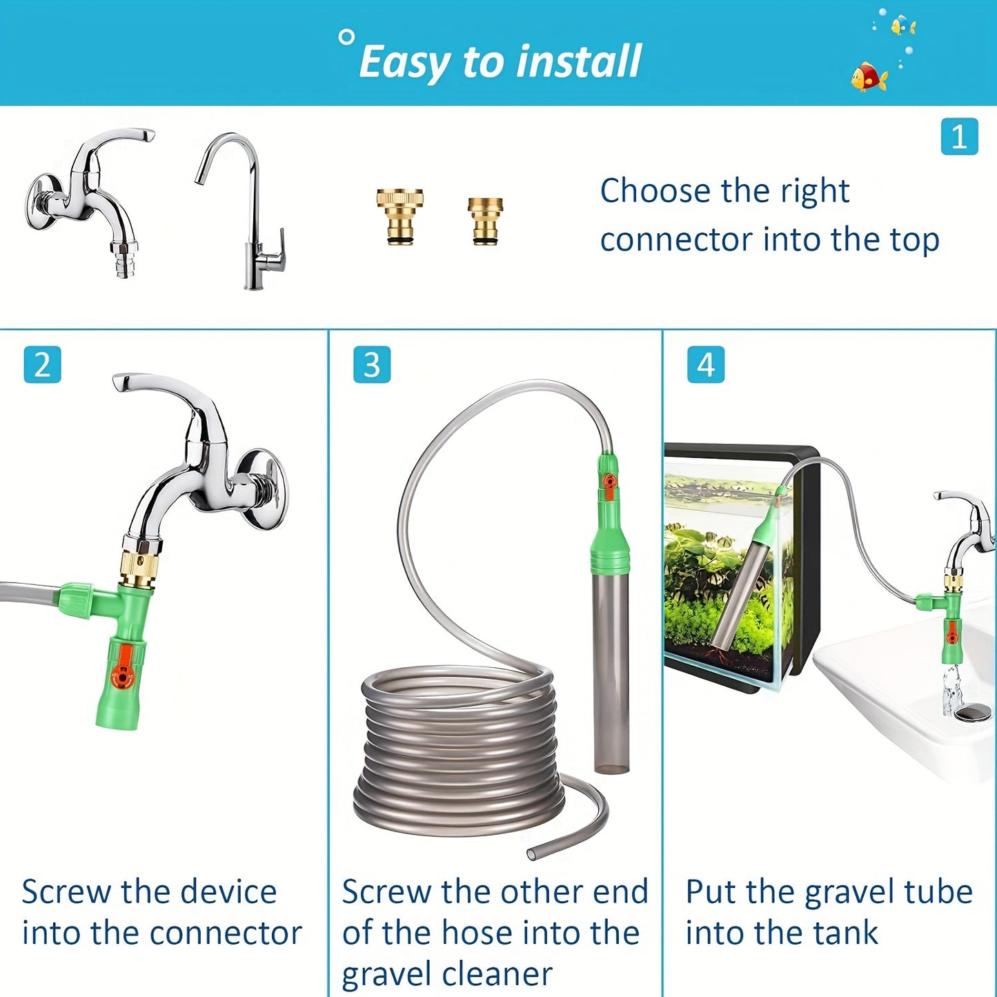 Aquarium Water Changer Kit, Siphon Fish Tank Vacuum Gravel Cleaner