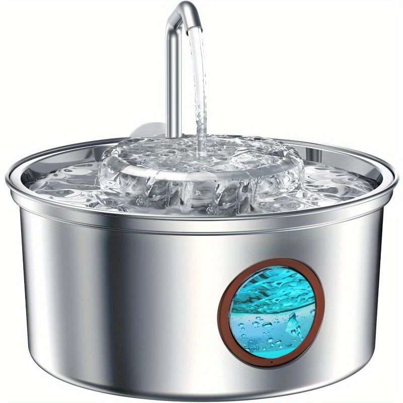 Pet Fountain Stainless steel water dispenser - 3.2L/ 108oz, visual window, easy to check the water level