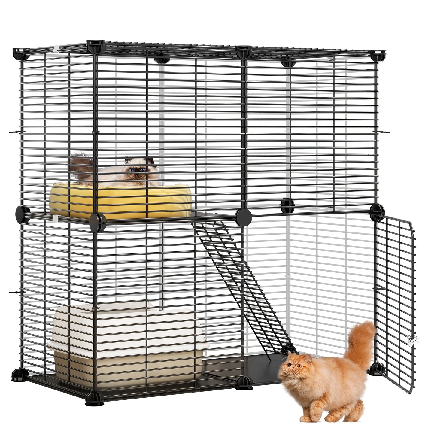 DIY Modular Multi-Level Pet Cage, for Cats, Rabbits, Small Dogs, And Squirrels Non-Skid Bottom