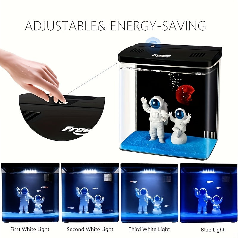 FREESEA Aquarium Betta Fish Tank: 1.5 Gallon Small Fish Starter Kit With Filter And Light