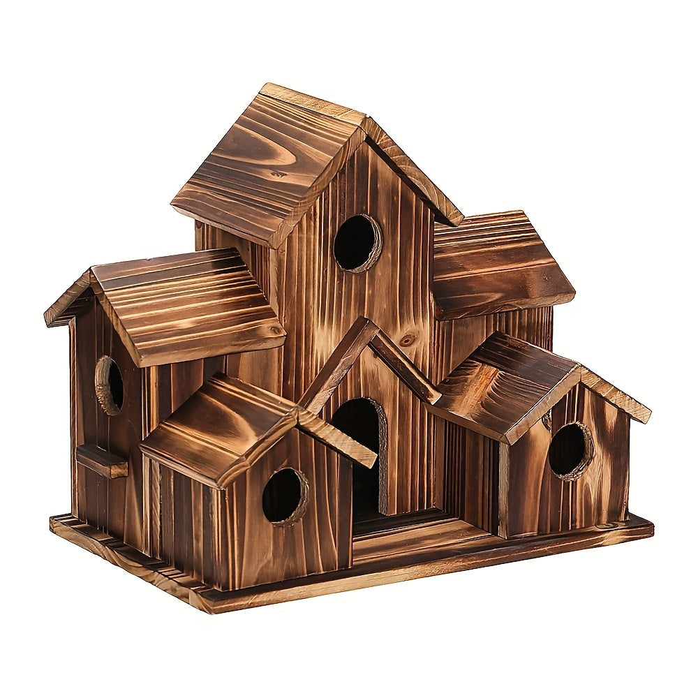 Wooden Bird Nest, Creative Pastoral Outdoor Parrot Bird Nest, Villa Style Bird Feeder