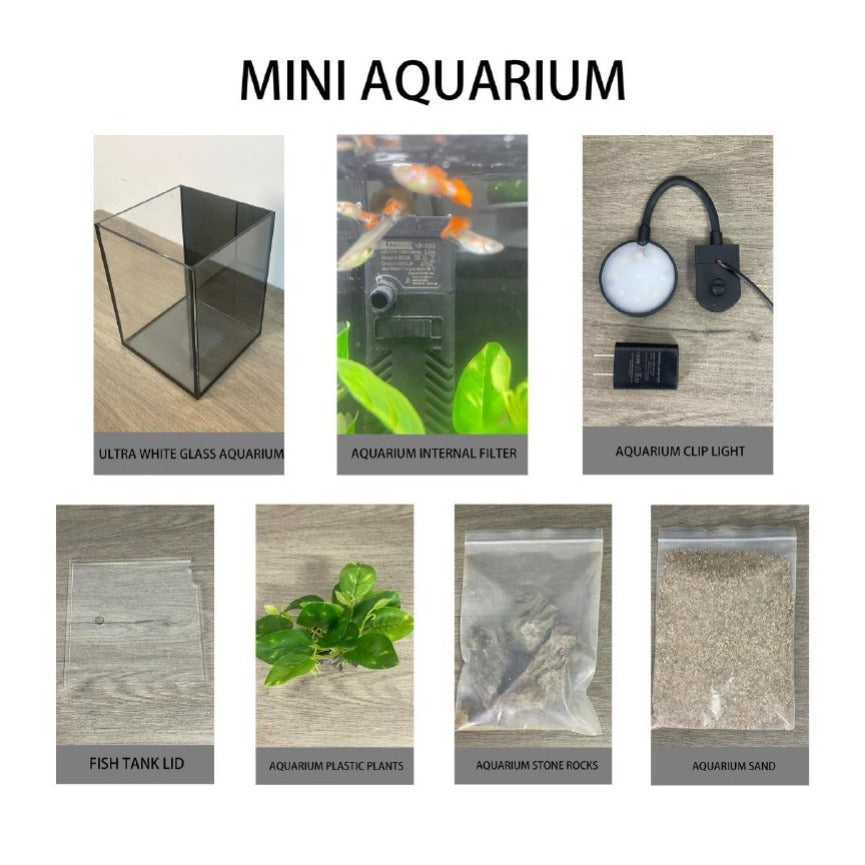 Mini Aquarium Set Fish Tank 1.19 Gallon Aquarium Kit, Small Desktop Fish Tank for Small Aquatic Pets