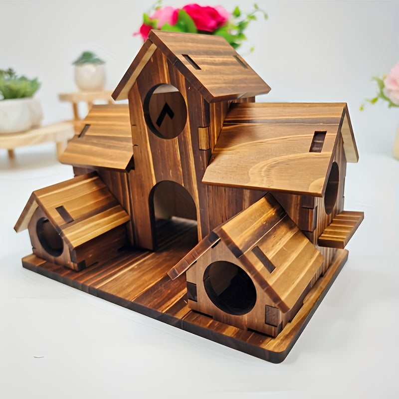 Outdoor bird house, feeding birds in rural areas, small house style bird house