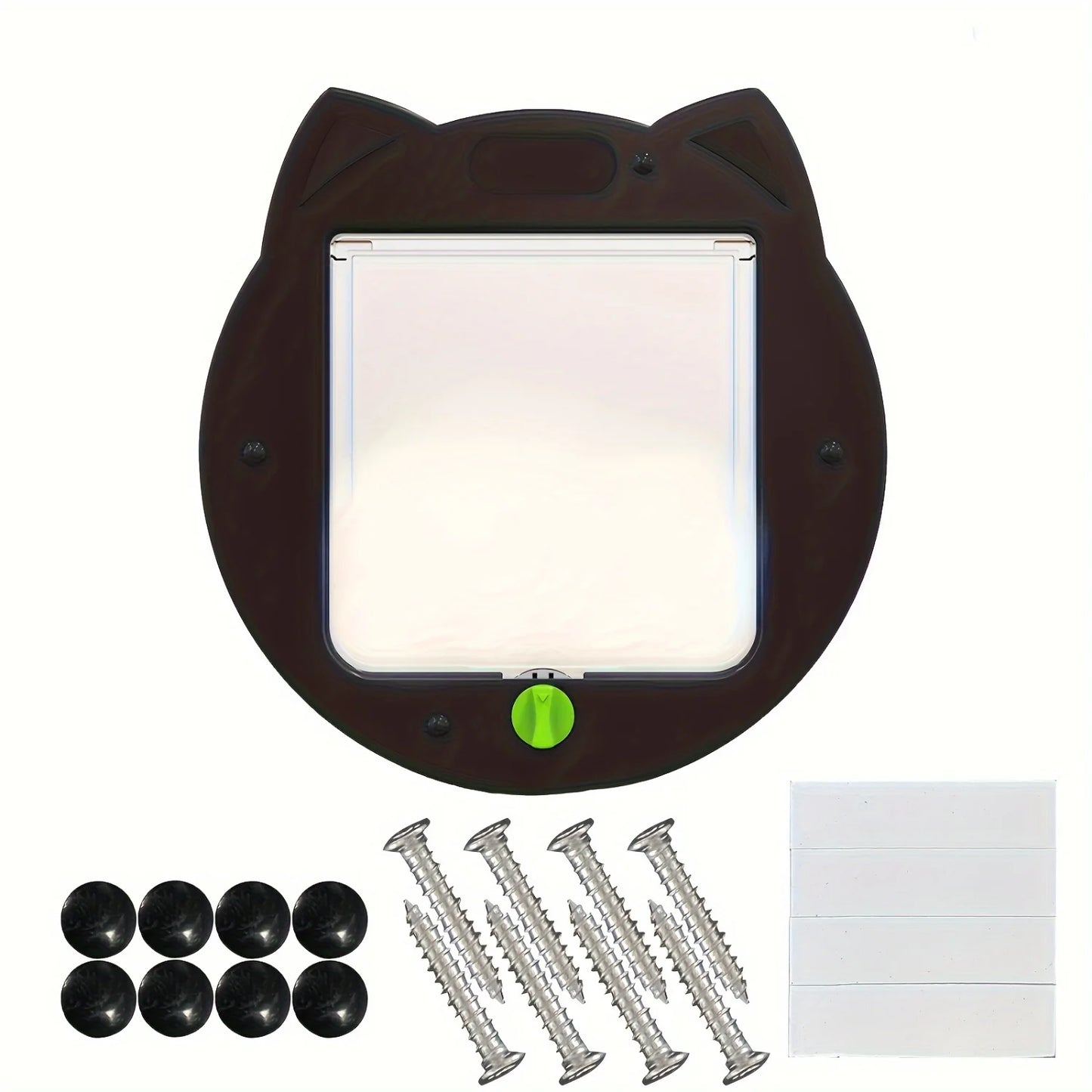 Cat Door with 4-Way Lock - ABS , Silent & Waterproof Large Cats, Small Dogs & Animals, Dual-Direction Entry