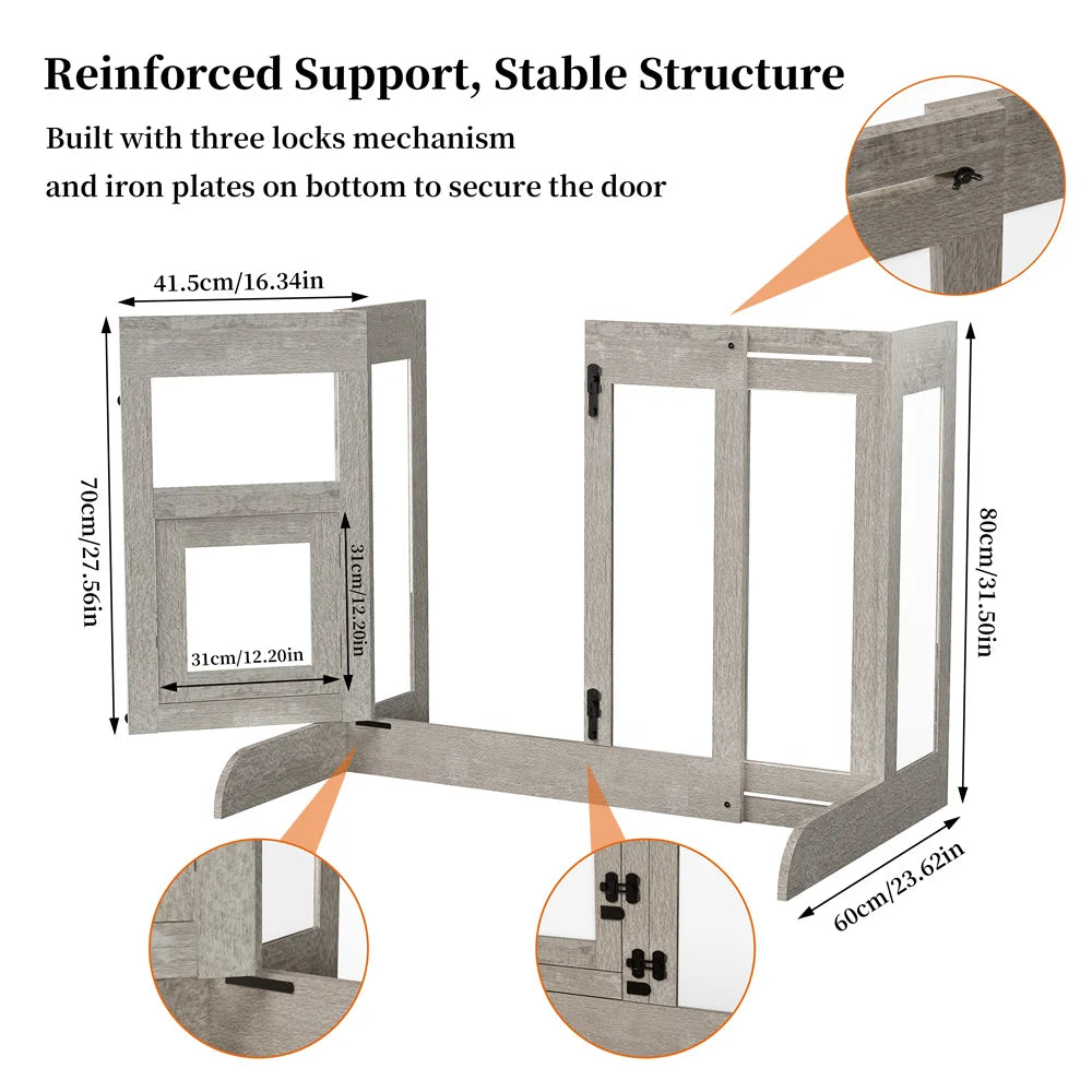 Tempered Glass Pet Dog Gate Retractable Dog Fence Gate Door Walk Through Dog Barrier Safety Gate