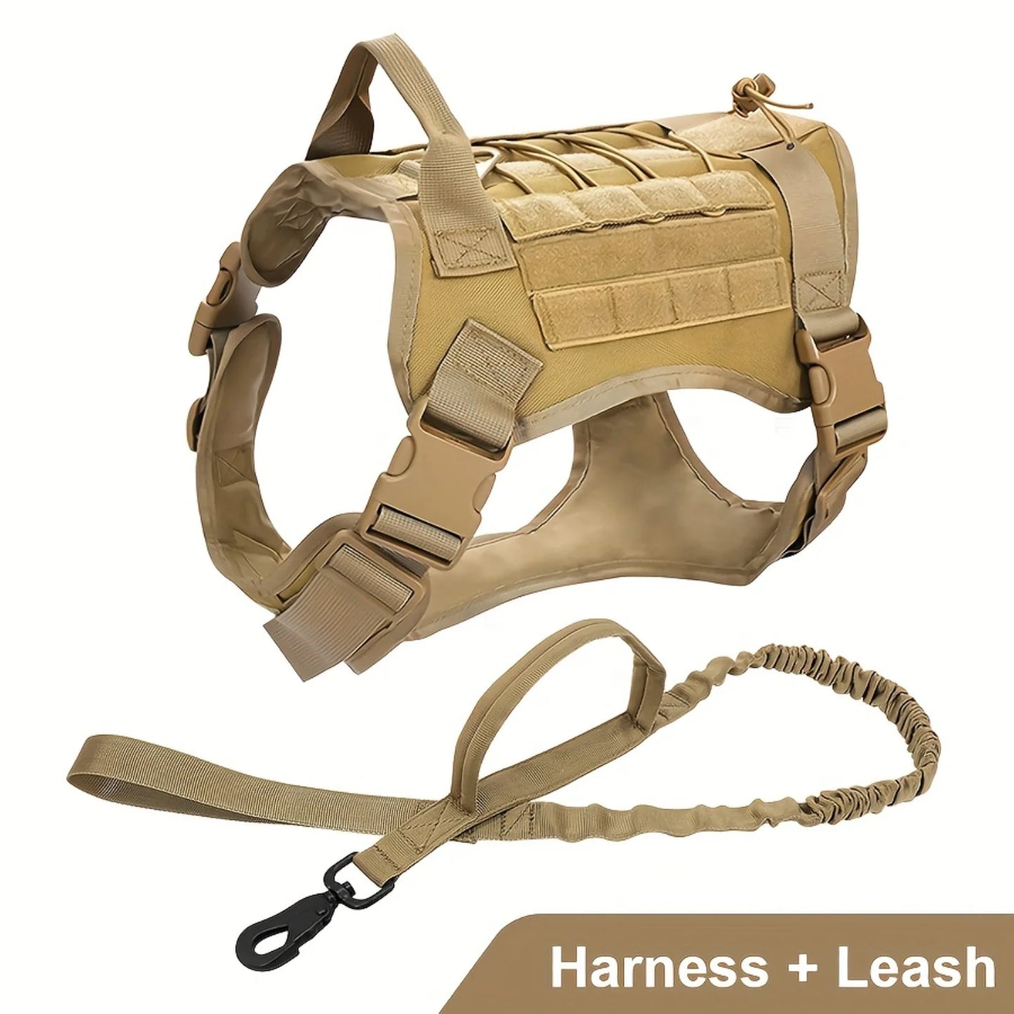 2pcs Tactical Dog Harness and Leash Set - Durable Nylon Vest for Medium and Large Dogs