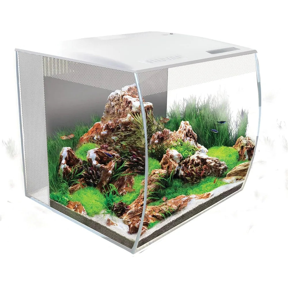 Flex 15 Aquarium Kit - Fish Tank for Fish & Plants - Comes with LED Lights, Filtration System