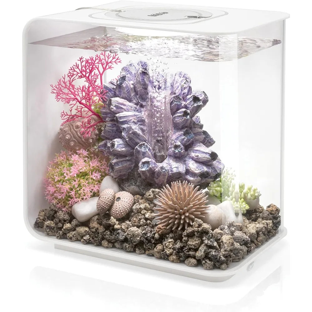 Acrylic Aquarium With White LED Light Modern Tank for Tabletop Display Fish Fishbowl