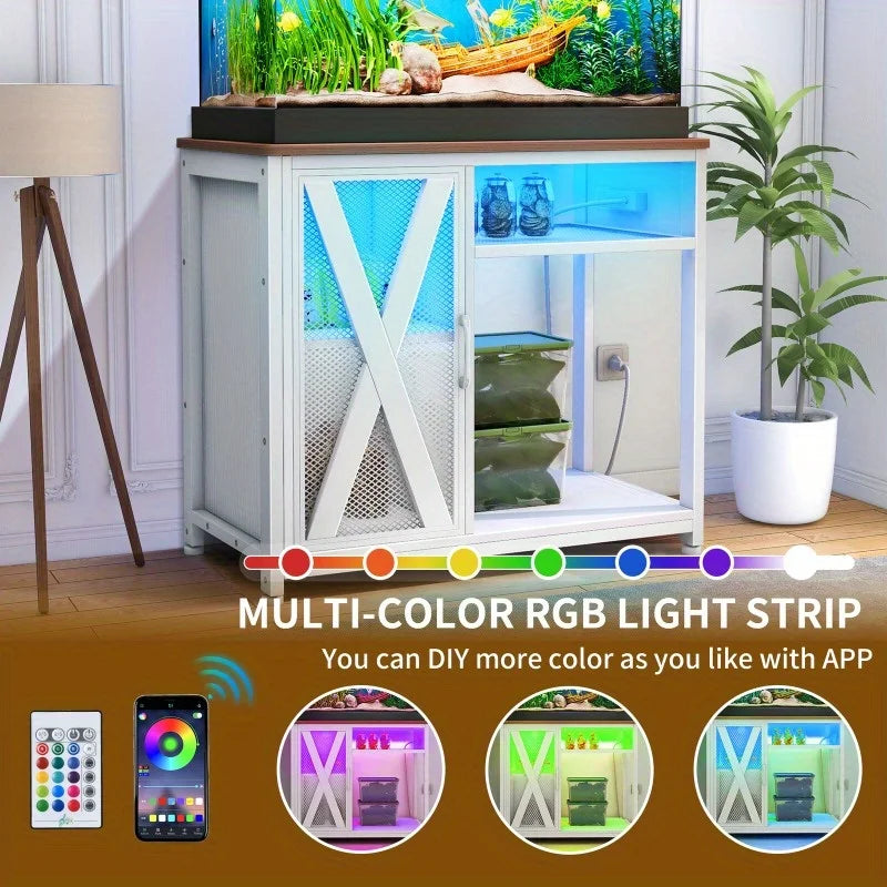 40-50 gallon aquarium stand tank with power outlet and LED light fish tank