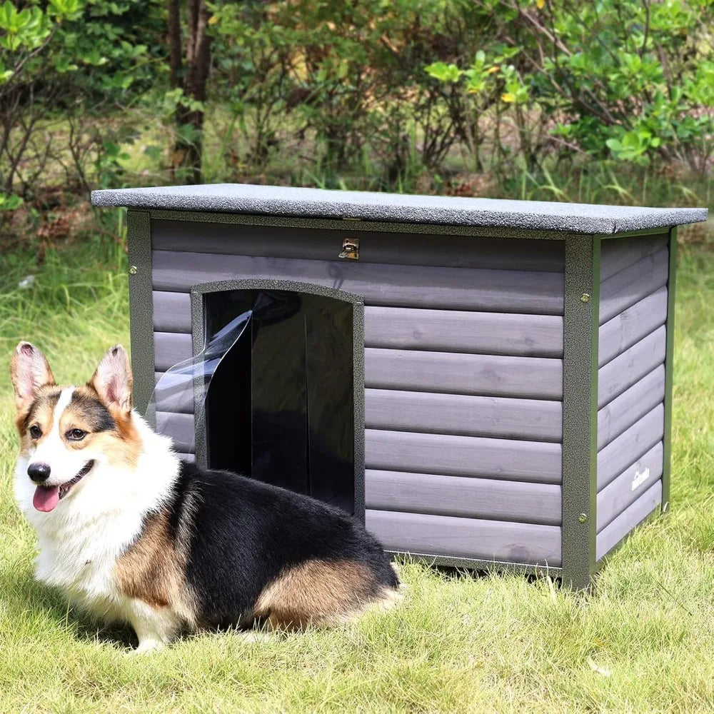 Dog House Outdoor Insulated Dog House for Small Medium Large Dogs, Waterproof Roof Raised Feet