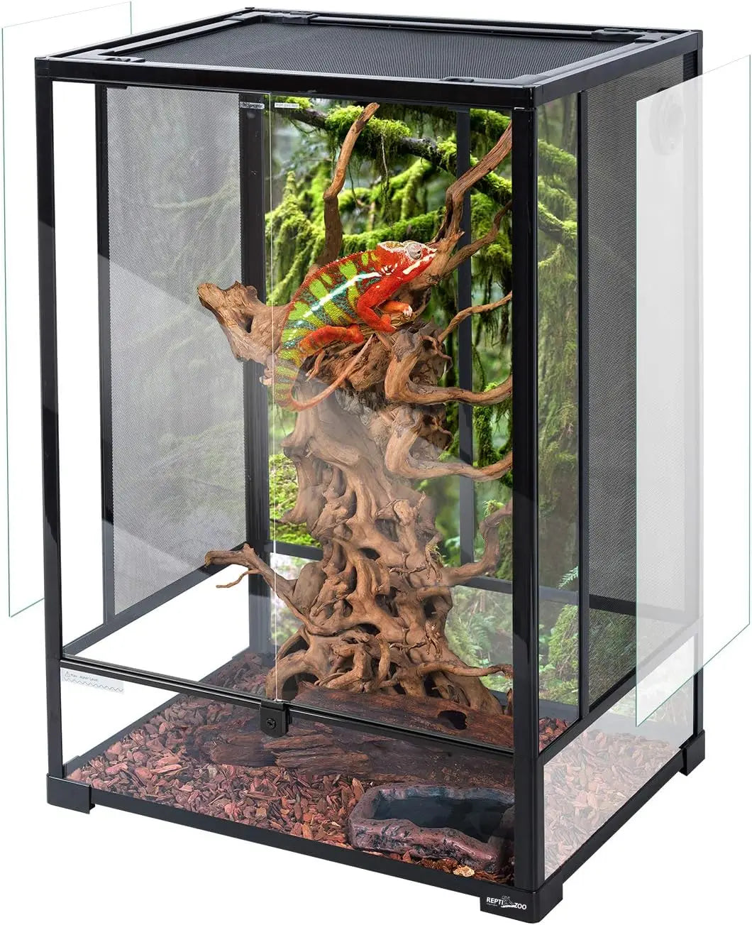 24" x 18" x 36" Reptile Tall Glass Terrarium Habitat Double Hinge Door with Screen Ventilation