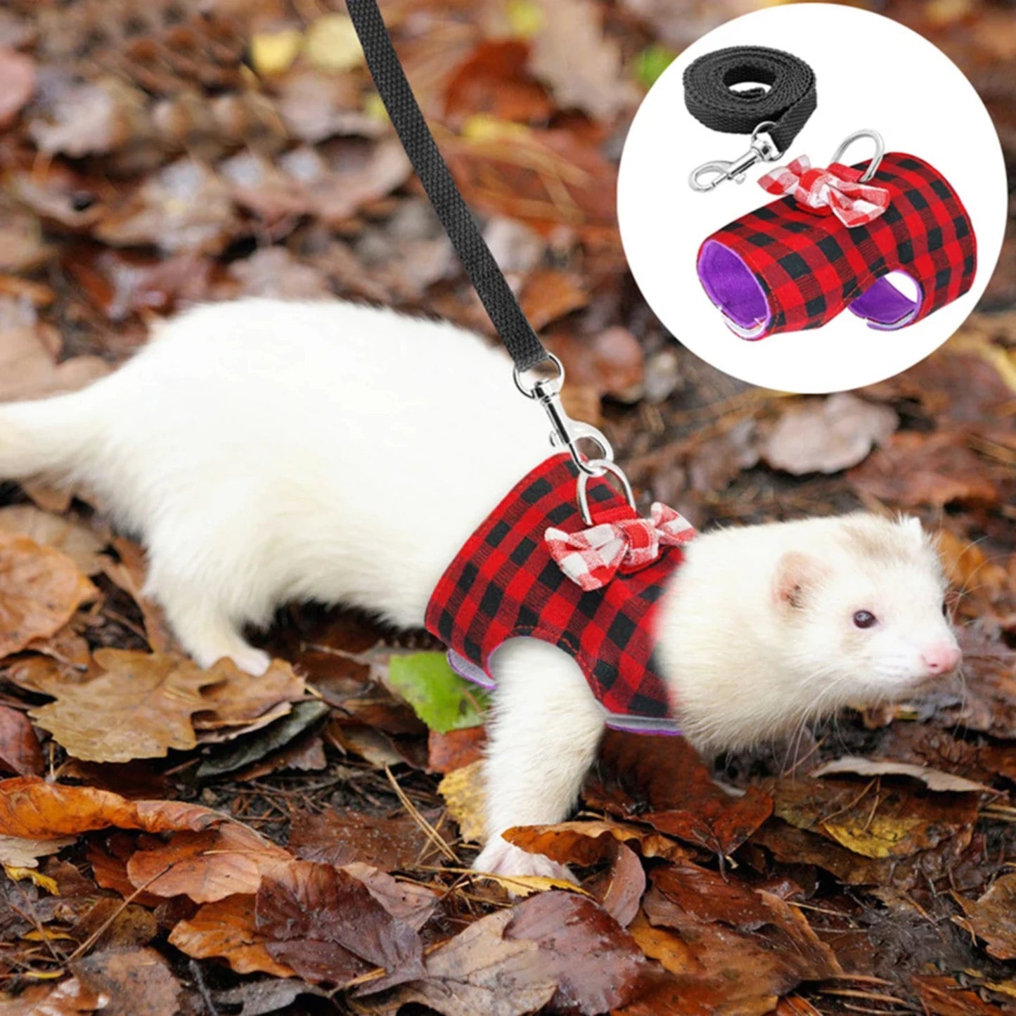 Small Pet Rabbit Harness Vest and Leash Set Ferret Guinea Pig Bunny Hamster Puppy