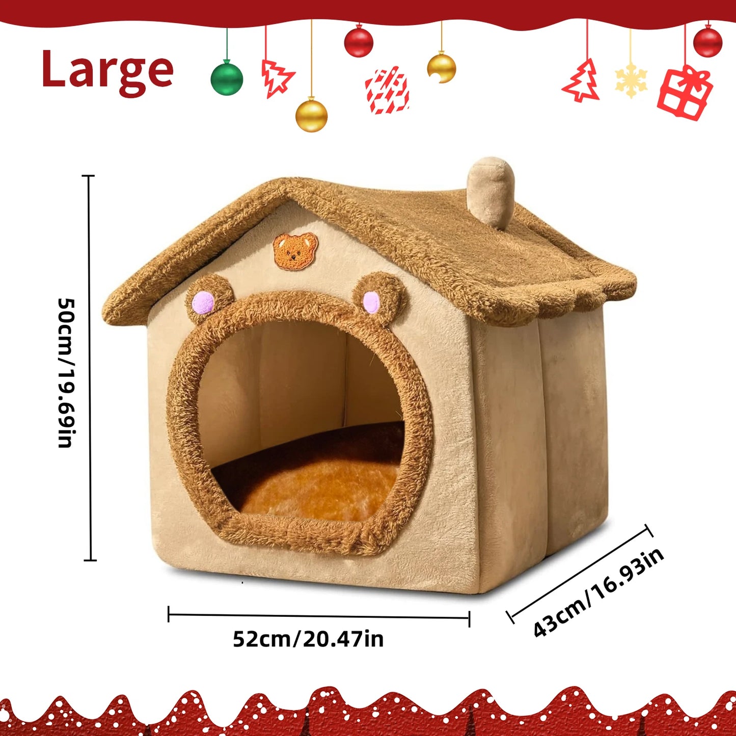 Pet Bed for Cats and Dogs - Cozy Indoor Pet Shelter with Soft Cushion, Durable and Easy to Clean