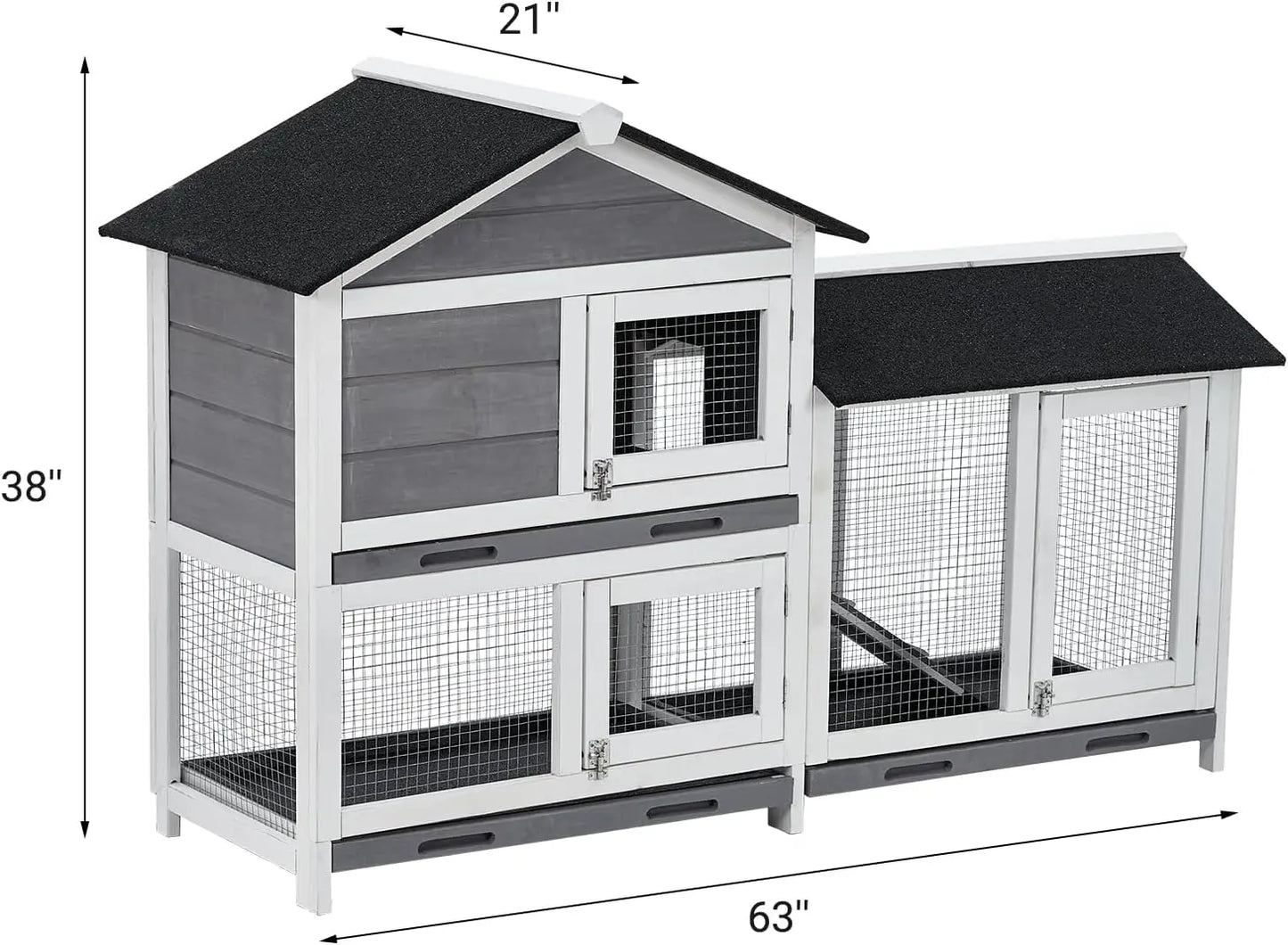 US Wooden Rabbit Hutch Cage House Habitat Animal Pet Chicken Coop Outdoor Indoor Roof