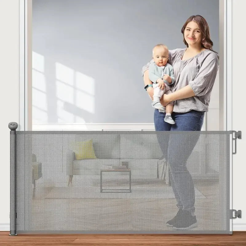 Petstars Retractable Pet Gate, Mesh Gate for House, Dog Safety Baby Safety Gates 33" Tall, 55"