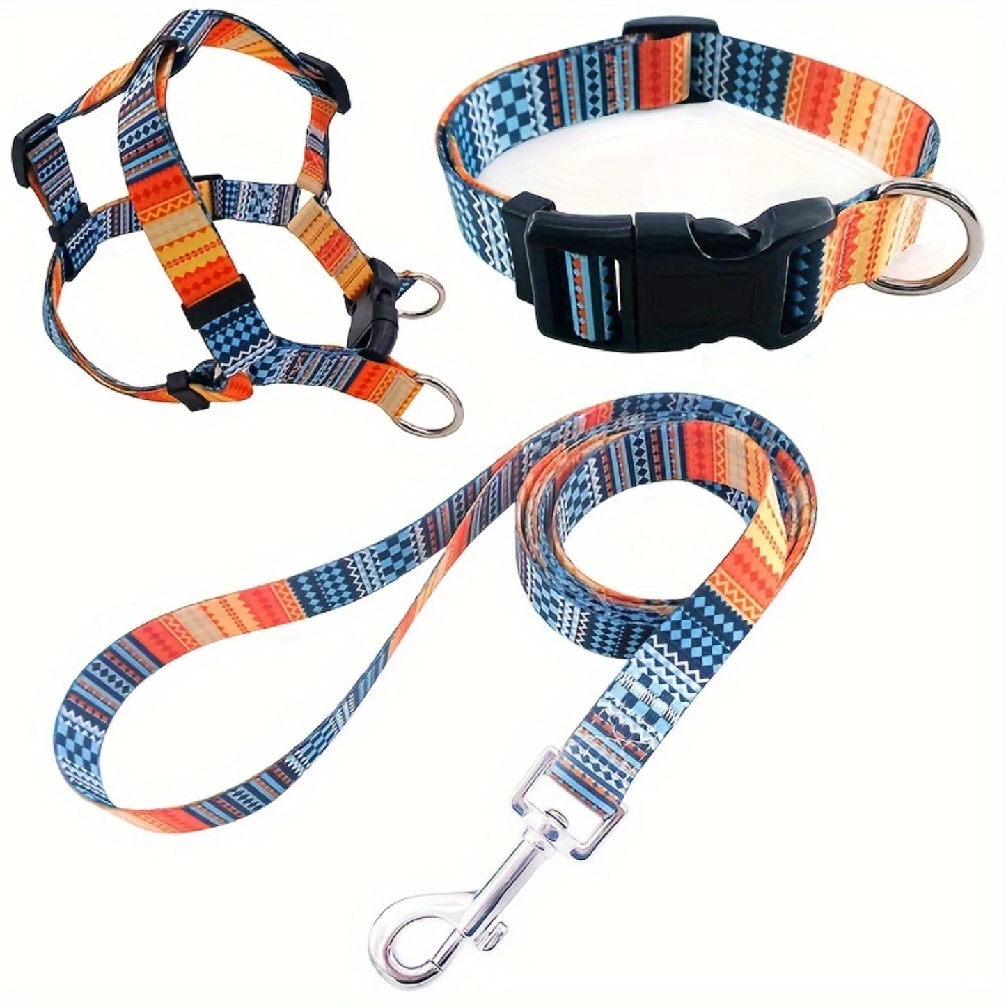 Style Dog Harness, Collar, And Leash Set, Stylish Adjustable And Durable Dog Harness