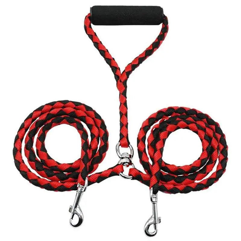 1.4m Pet Double Leash 2 Way Couplers Dog Leash Rope Elastic Extended Two Double Dogs Leashes