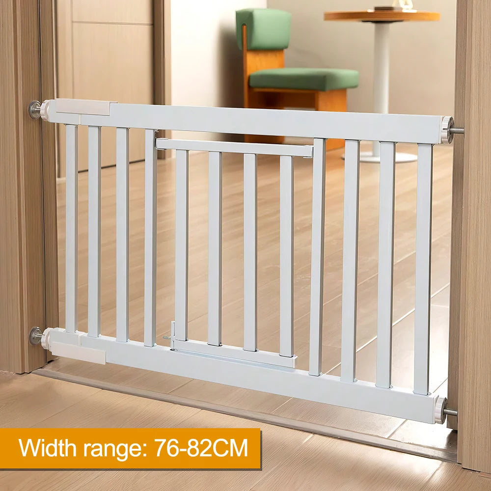 Metal Pet Gate 30-32" Short Dog Gate Retractable Baby Gate with Door For Stairs