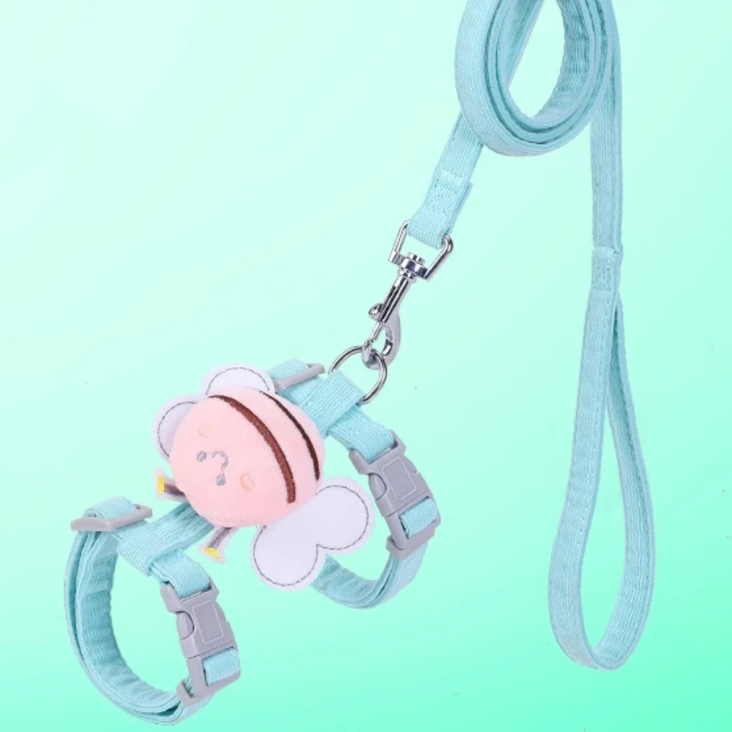 Cat Harness Leash Collar Set Adjustable Cartoon Bee Double Layer Dog Harness