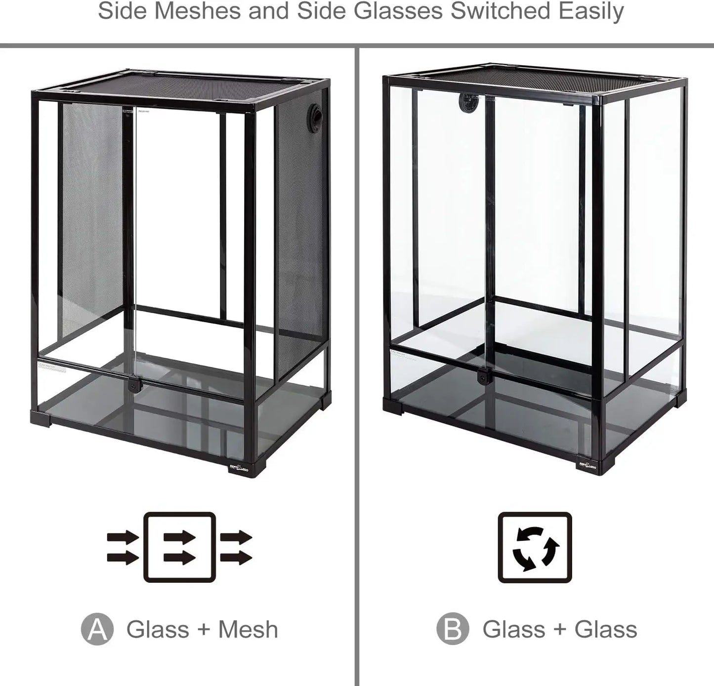 24" x 18" x 36" Reptile Tall Glass Terrarium Habitat Double Hinge Door with Screen Ventilation