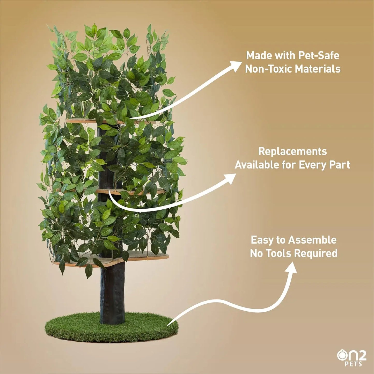 On2 Pets Cat Tree with Leaves Made in USA, House & Multi-Level Condo for Indoor