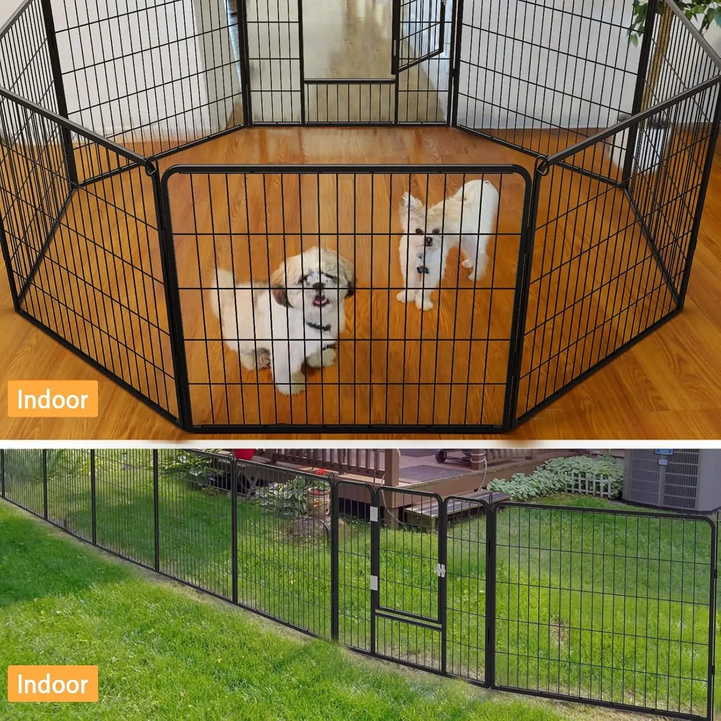 Heavy Duty Metal Dog Playpen for Medium/Small Animals, Dog Fence Exercise Pen with Doors