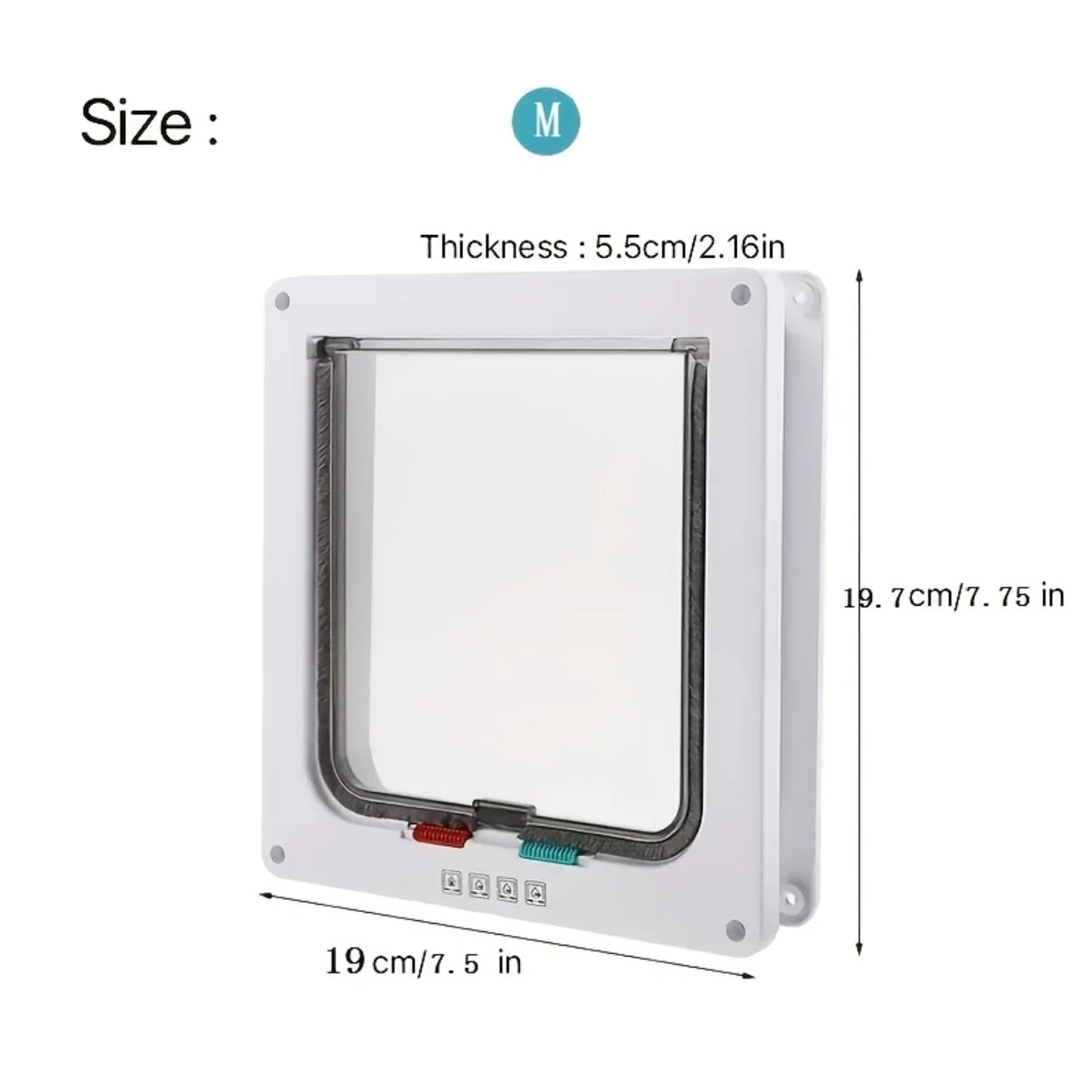 4-Way Locking Cat Pet Door - Weatherproof, Indoor & Outdoor Use , Easy Installation - Cats