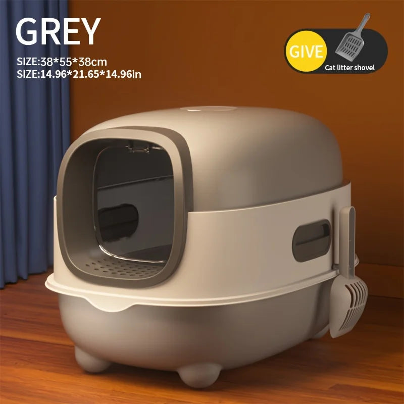 Closed cat litter box, splash proof, odor isolation, dual-purpose, foldable design