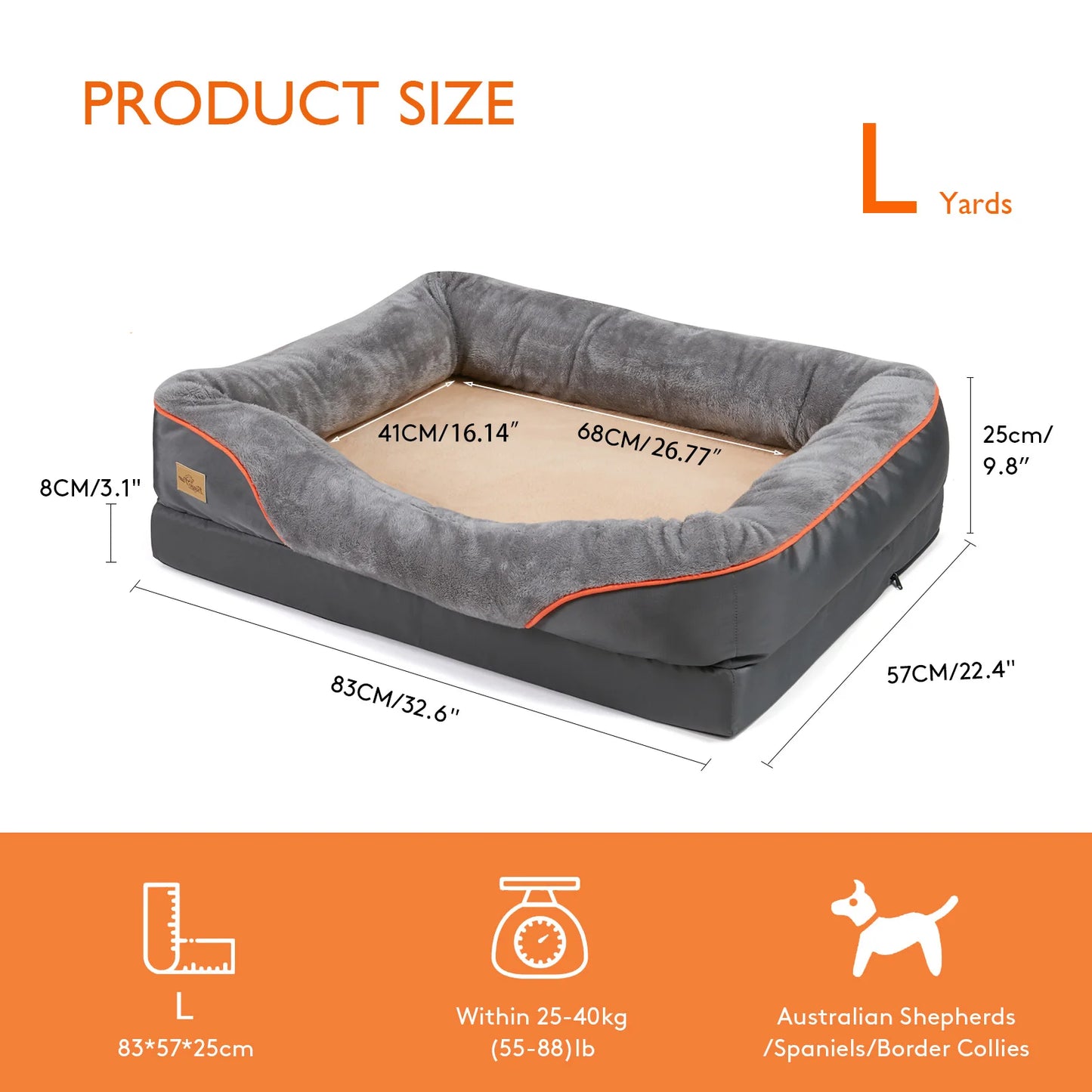 Jumbo Large Dog Bed Memory Foam Quilted Pet Sofa Couch Elevated Cushion Warm Waterproof Mattress
