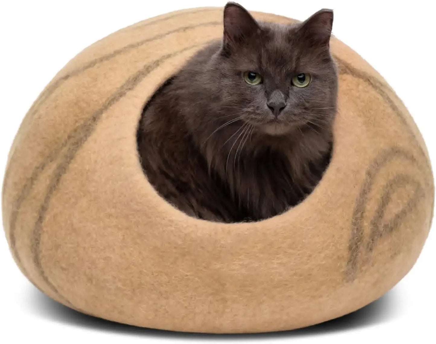 Premium Felt Cat Bed Cave - Handmade 100% Merino Wool Bed for Cats and Kittens