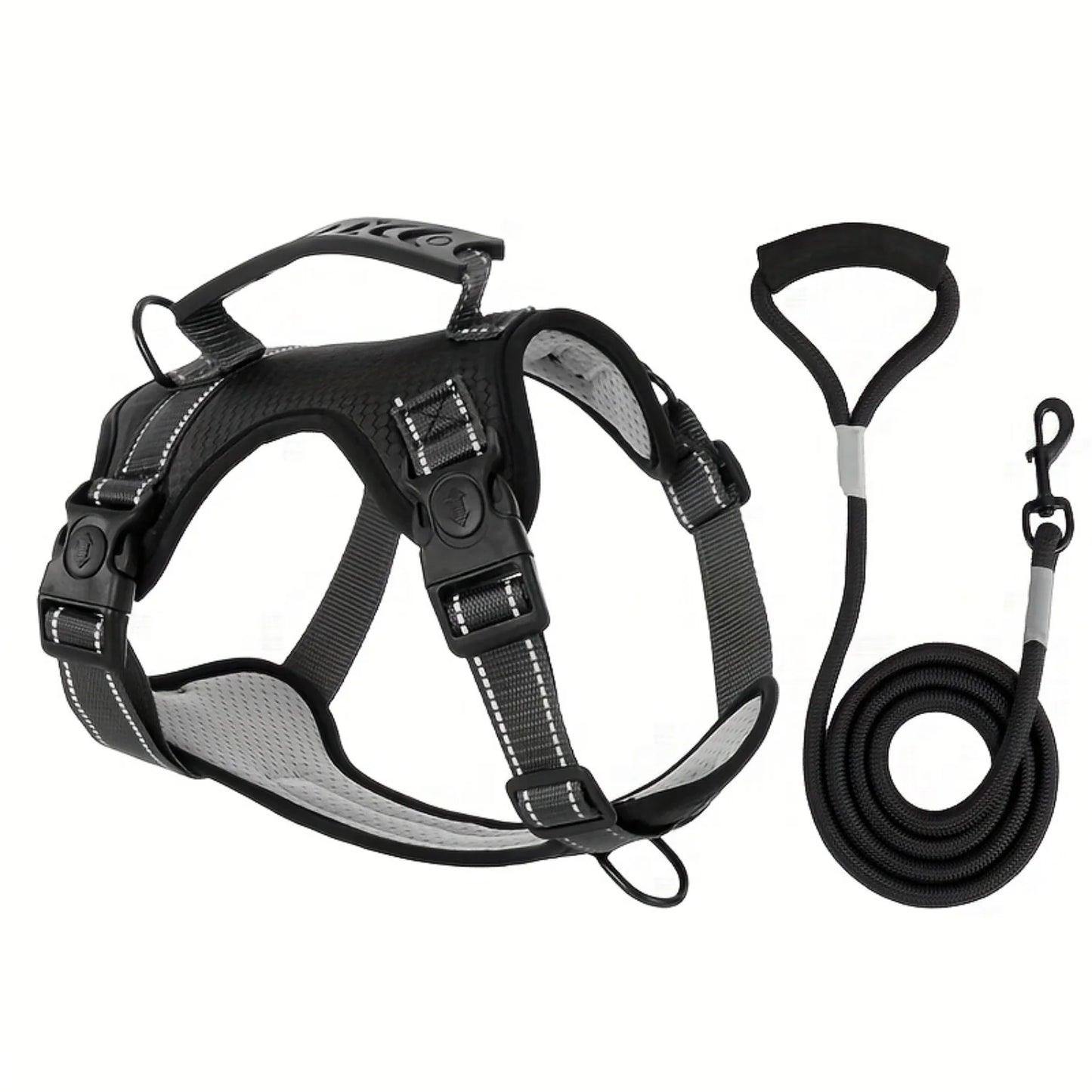 High-Visibility Reflective Dog Harness & Leash Set - Soft Mesh Pet Vest