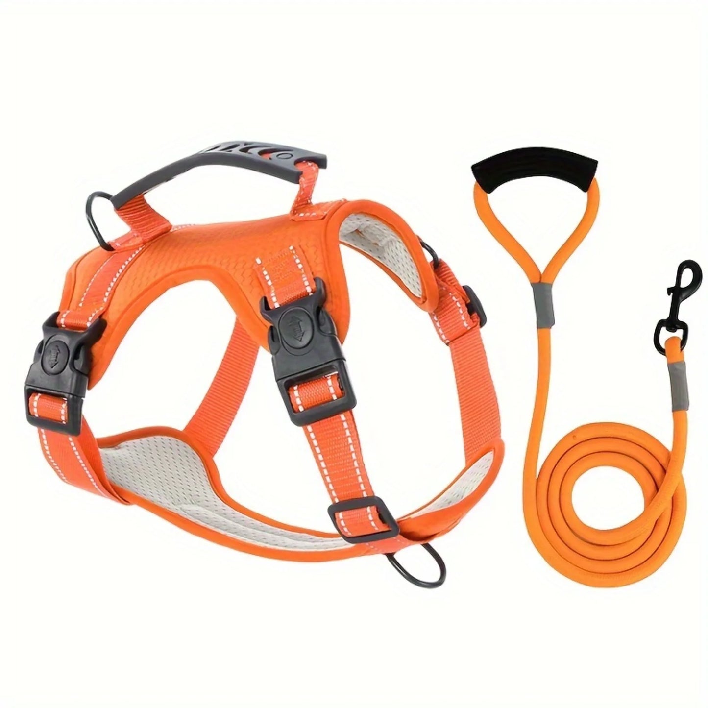 High-Visibility Reflective Dog Harness & Leash Set - Soft Mesh Pet Vest