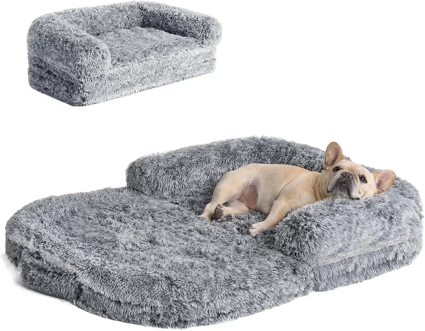 Foldable Human Dog Bed for Adult, Orthopedic Memory Foam Bed for Bed Human Sized Bed, Grey, 72"x44"x12"