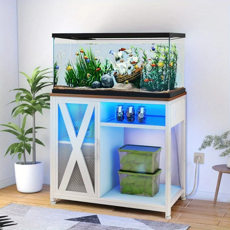 40-50 gallon aquarium stand tank with power outlet and LED light fish tank