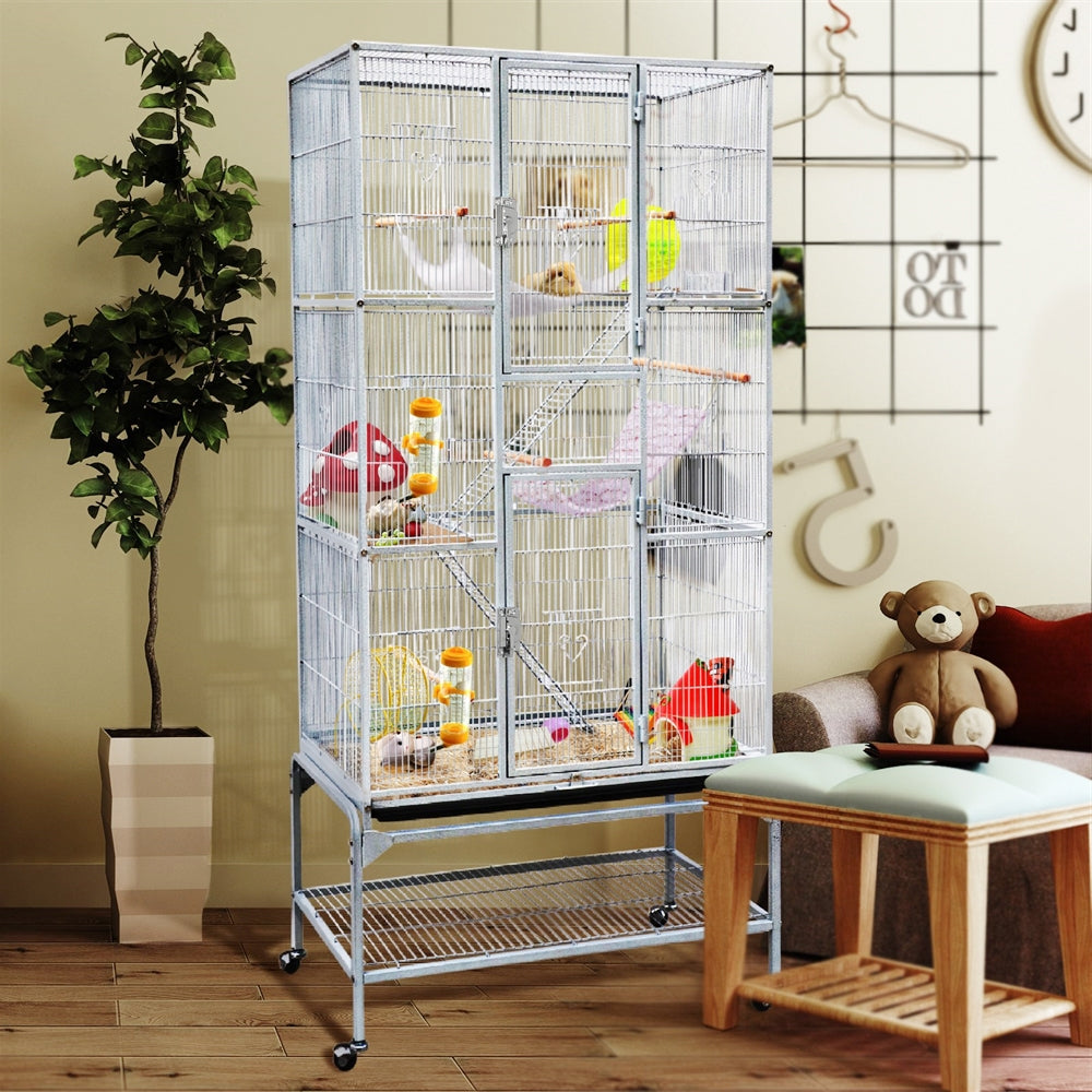 Costoffs 69-inch Large Parrot Cage Bird Cage Iron Play House with Perch Stand and Wheels