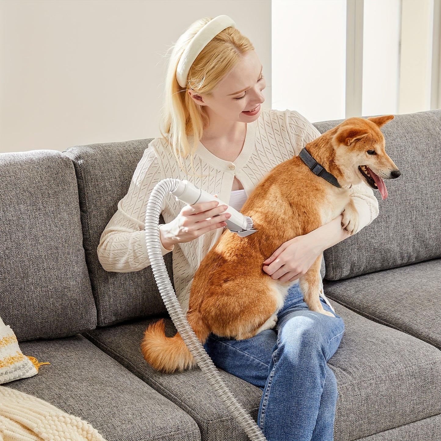 Dog Grooming Vacuum Kit 5 in 1, Pet Grooming Vacuum with 6 Guide Combs