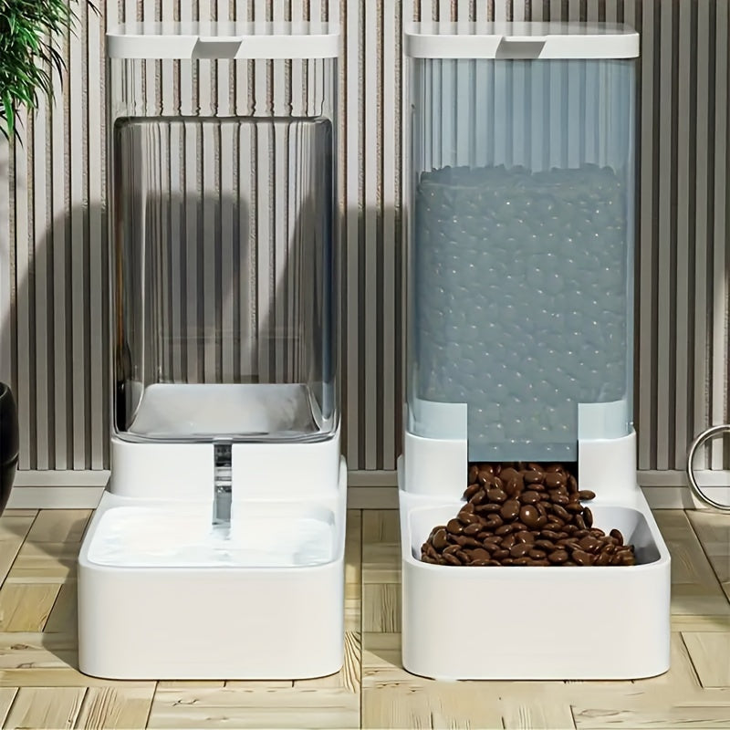 Plastic Automatic Dog & Cat Feeder and Water Dispenser, Gravity Dog & Cat Food And Water Dispenser Set