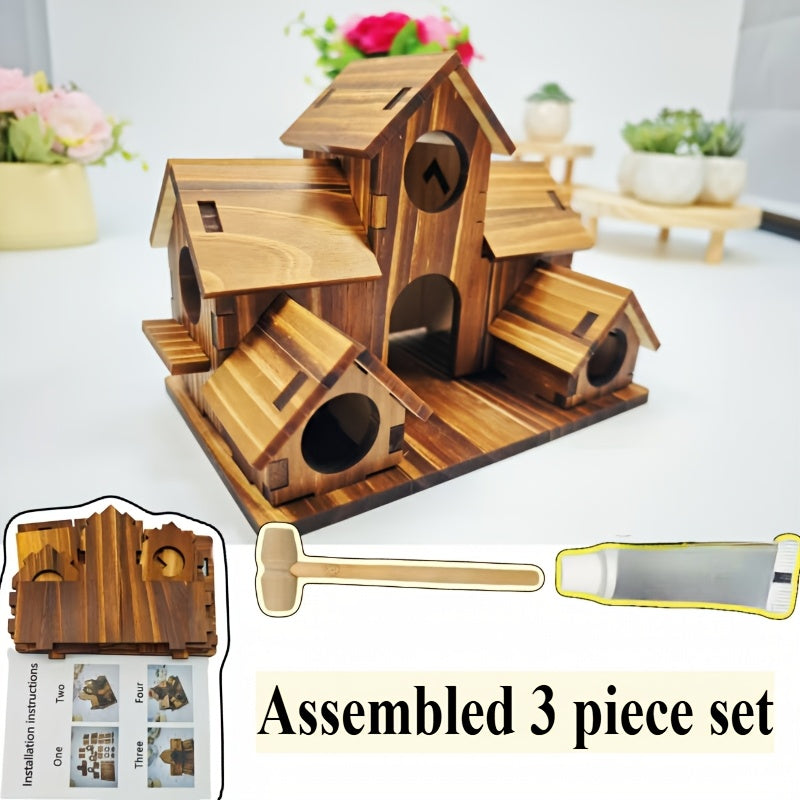 Outdoor bird house, feeding birds in rural areas, small house style bird house