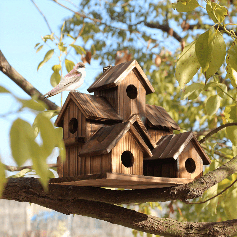 Outdoor bird house, feeding birds in rural areas, small house style bird house