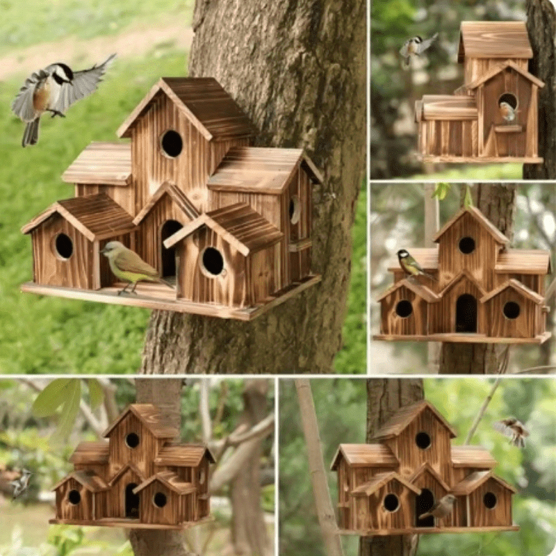 Outdoor bird house, feeding birds in rural areas, small house style bird house
