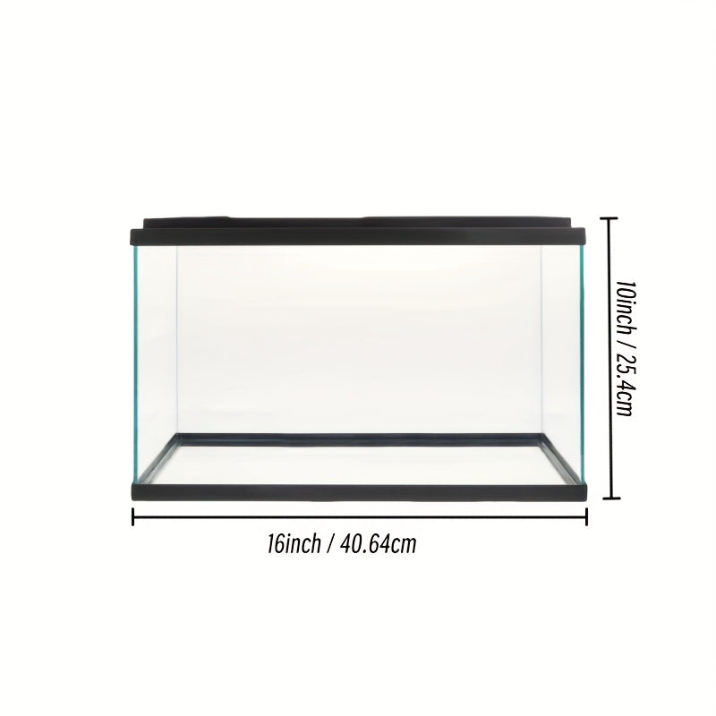 1pc 5 Gallon Glass Aquarium Starter Kit - Includes Filter, Pump - 16" L X 8.44" W X 10" H - Easy Setup