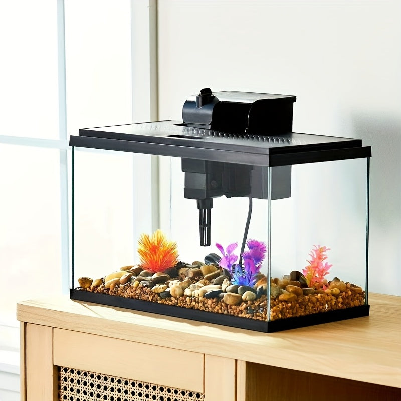 1pc 5 Gallon Glass Aquarium Starter Kit - Includes Filter, Pump - 16" L X 8.44" W X 10" H - Easy Setup