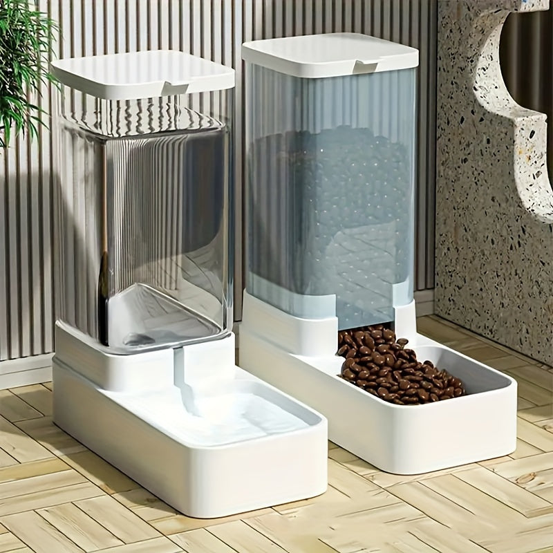 Plastic Automatic Dog & Cat Feeder and Water Dispenser, Gravity Dog & Cat Food And Water Dispenser Set