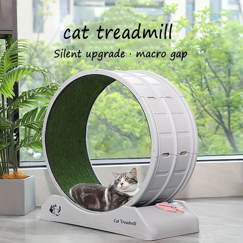 Carpeted Indoor Cat Running Wheel With Locking System, Treadmill Exerciser For Cats Suitable For Most Breeds