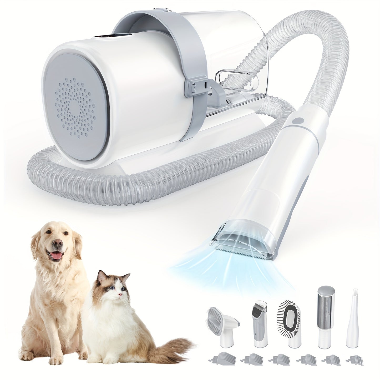 Dog Grooming Vacuum Kit 5 in 1, Pet Grooming Vacuum with 6 Guide Combs
