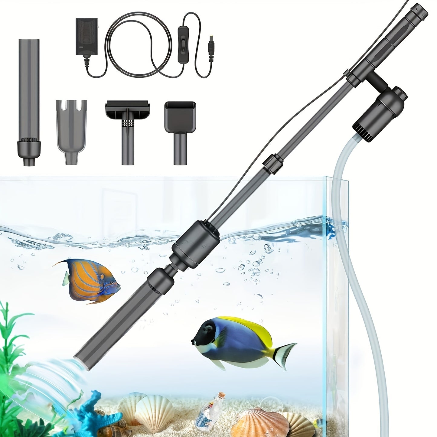 Electric Aquarium Gravel Cleaner, 6 In 1 Multifunctional 18W Fish Tank Gravel Cleaner