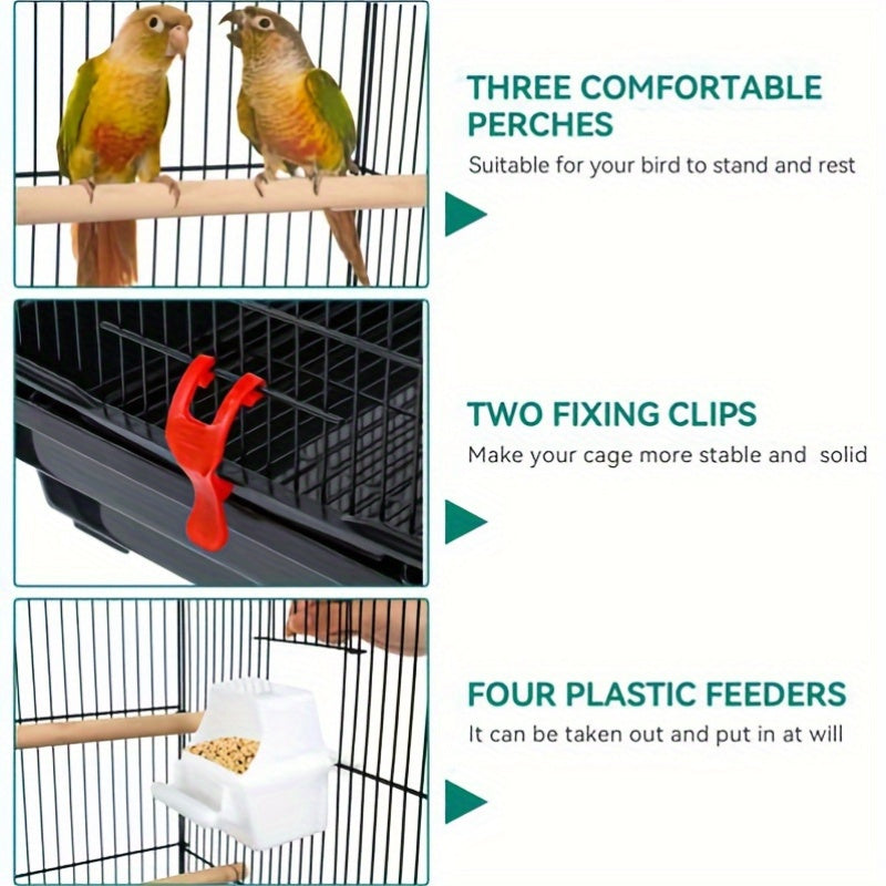 HOMIFLEX Elevated Parakeet Oasis: Expansive 62" Cage on Casters , Black