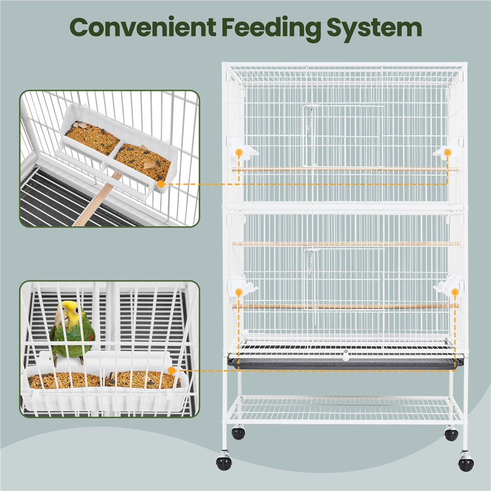 Costoffs 52 inch Bird Cage Large Parrot Cage Rolling Metal Bird Cage with 3 Perches & 4 Feeders
