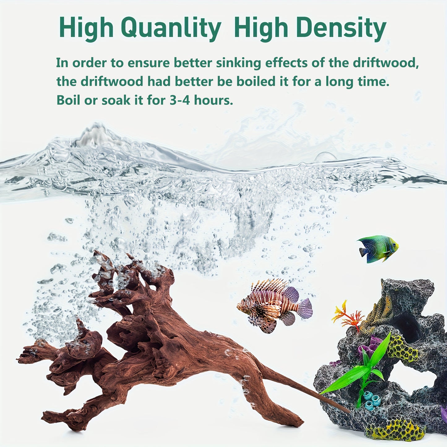 Natural Sunken Wood Aquarium Decoration for Fish Tank, Reptile Decoration, Size 9-14 Inches, 2pcs per Pack